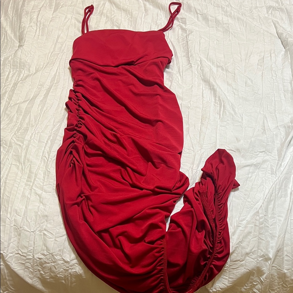 Forever 21 Red Maxi Dress with Ruched Detail